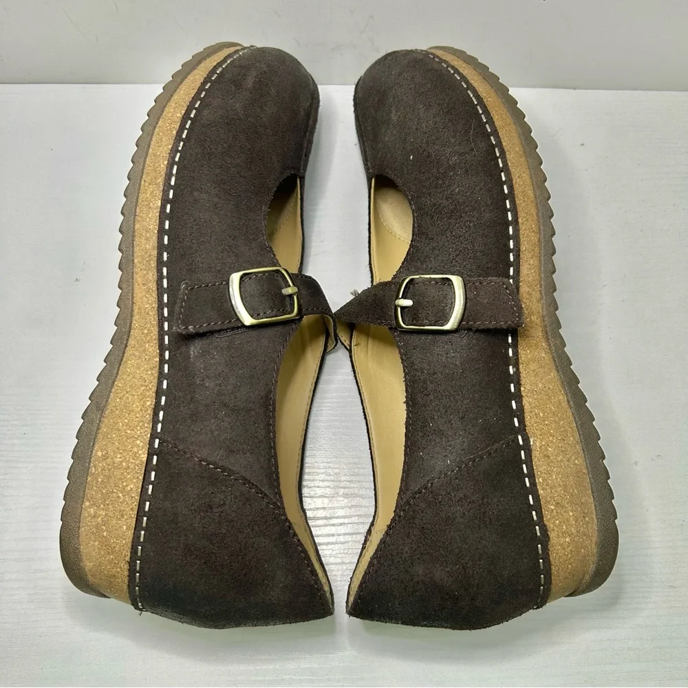 Dansko Mika Dark Brown Suede Mary Jane Flats Size 40EU